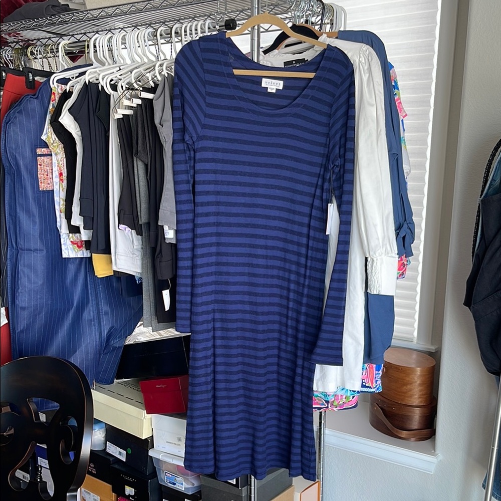 Velvet by Graham & Spencer Blue Striped Dress